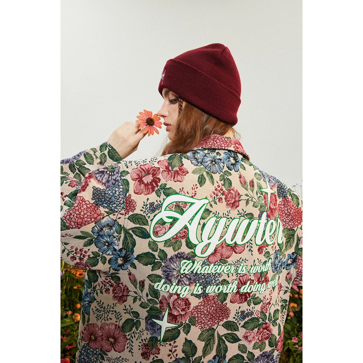 Mens Denim Jacket Retro Flower Oil Painting Pattern Women Loose Coat Unisex Bomber Outwear Spring Street Varsity Jackets Autumn