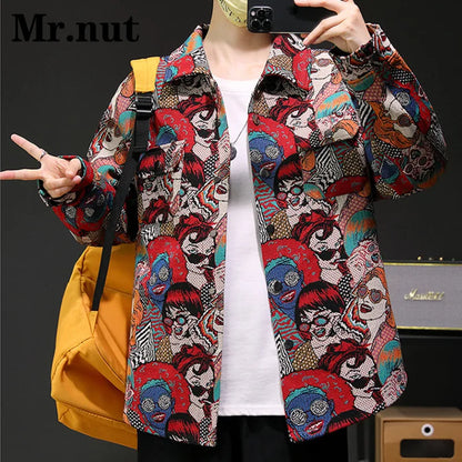 Harajuku Men's Clothing Jackets Camping Coat Women Fashion Slim Punk Outerwear Casual Hip Hop Streetwear Versatile Retro Jacket