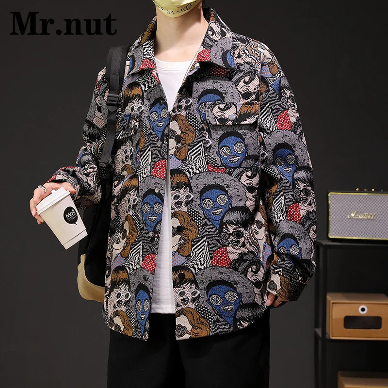 Harajuku Men's Clothing Jackets Camping Coat Women Fashion Slim Punk Outerwear Casual Hip Hop Streetwear Versatile Retro Jacket