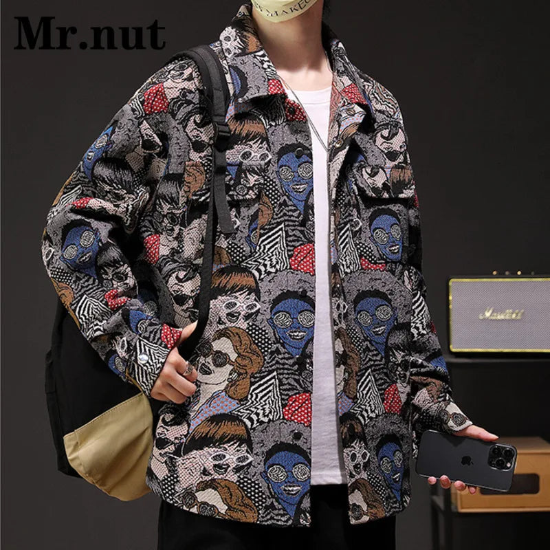 Harajuku Men's Clothing Jackets Camping Coat Women Fashion Slim Punk Outerwear Casual Hip Hop Streetwear Versatile Retro Jacket