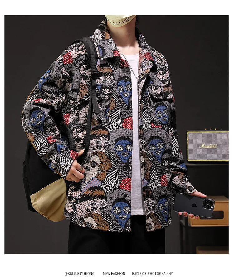 Harajuku Men's Clothing Jackets Camping Coat Women Fashion Slim Punk Outerwear Casual Hip Hop Streetwear Versatile Retro Jacket