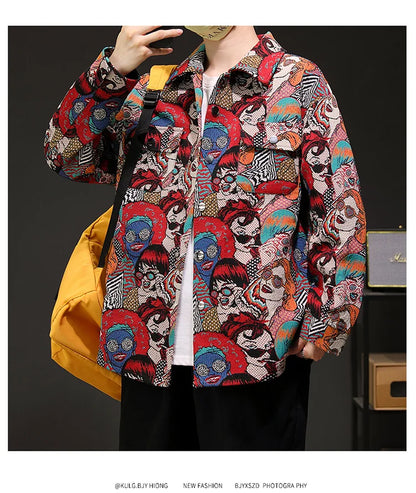 Harajuku Men's Clothing Jackets Camping Coat Women Fashion Slim Punk Outerwear Casual Hip Hop Streetwear Versatile Retro Jacket