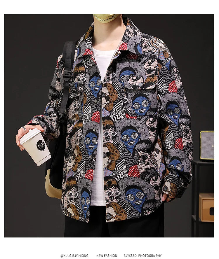 Harajuku Men's Clothing Jackets Camping Coat Women Fashion Slim Punk Outerwear Casual Hip Hop Streetwear Versatile Retro Jacket