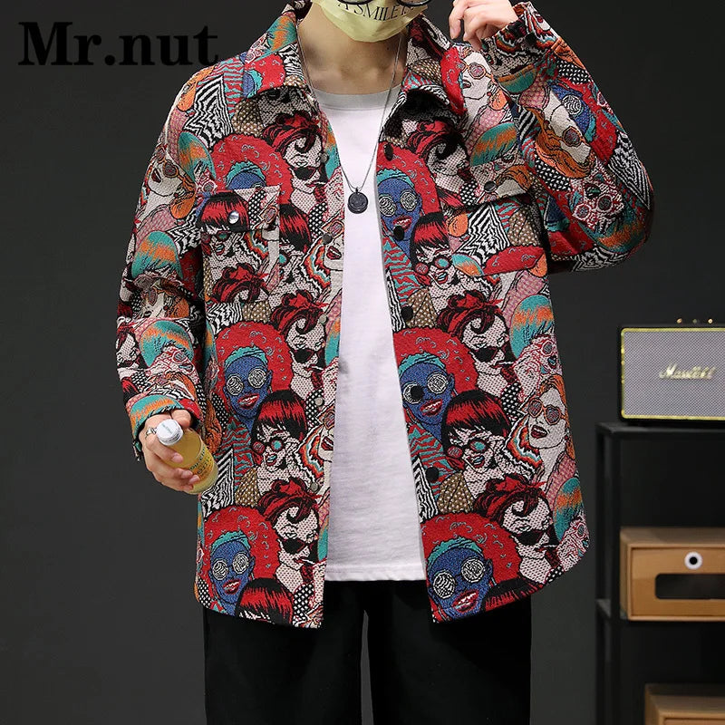 Harajuku Men's Clothing Jackets Camping Coat Women Fashion Slim Punk Outerwear Casual Hip Hop Streetwear Versatile Retro Jacket