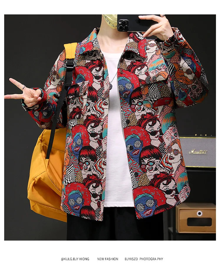 Harajuku Men's Clothing Jackets Camping Coat Women Fashion Slim Punk Outerwear Casual Hip Hop Streetwear Versatile Retro Jacket