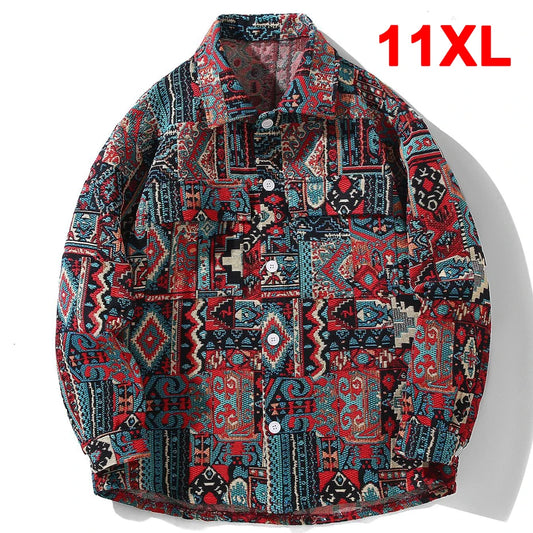 Hip Hop Vintage Jacket Men 10XL Plus Size Jackets Coats Spring Autumn Button Coat Male Big Size 10XL